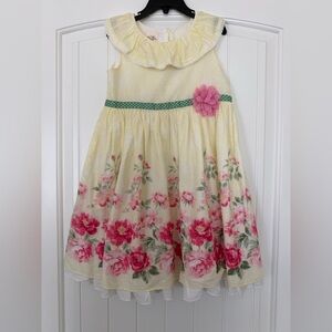 Laura Ashley Yellow Dress with Pink Floral Pattern